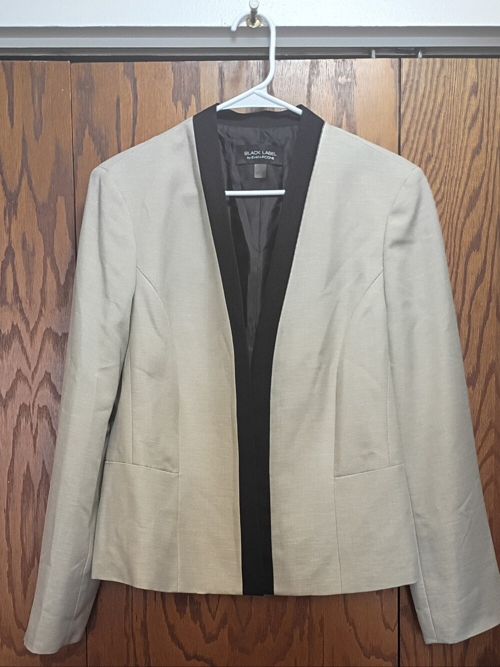 Black Label by Evan Picone Cream Blazer with Black Trim
